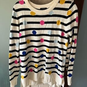 Halogen Striped Sweater with Dots - Cream, Black, Pink, Blue, Yellow XL